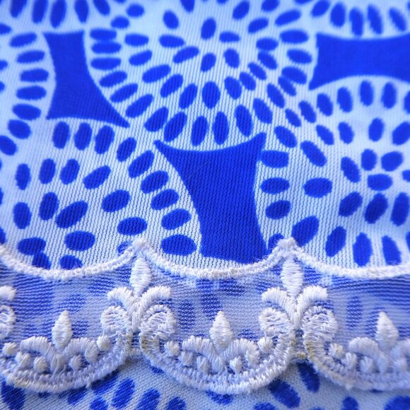 Vintage 50s Fernanda Babydoll Slip Dress Blue White Floral Lace Trim Italy - Picture 3 of 7